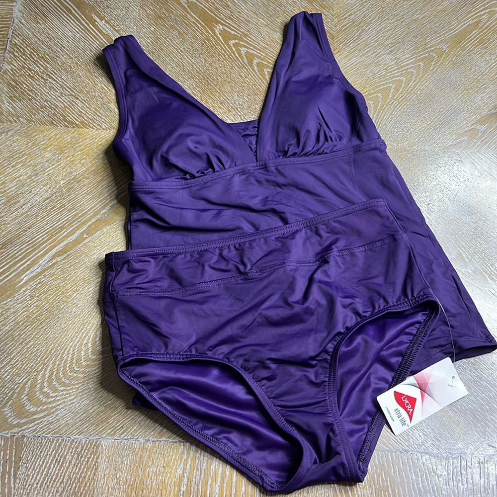 LANDS’ END Purple Tankini Swim 2 Piece Set 4